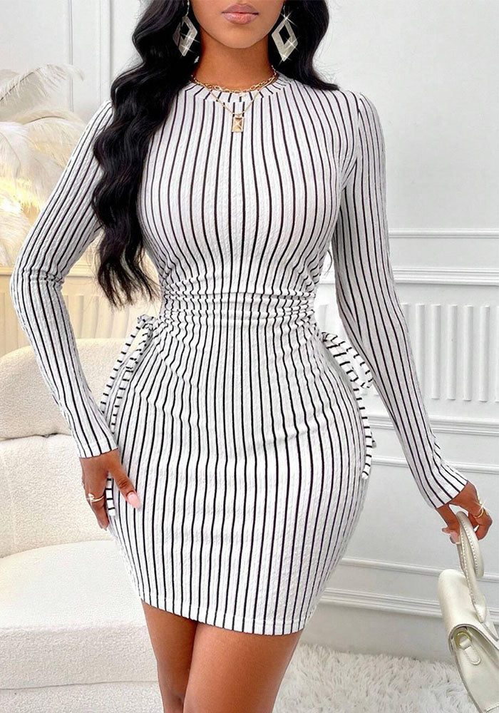 Women long-sleeved striped dress