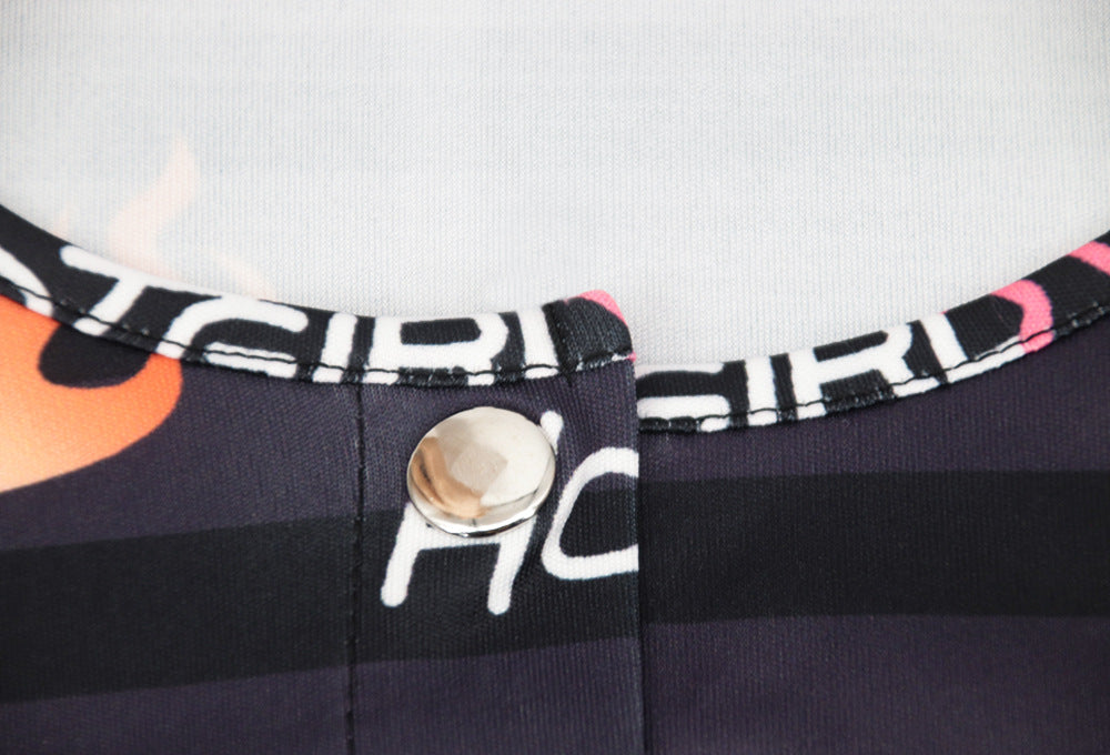 Women Round Neck Long Sleeve Printed Jumpsuit 31