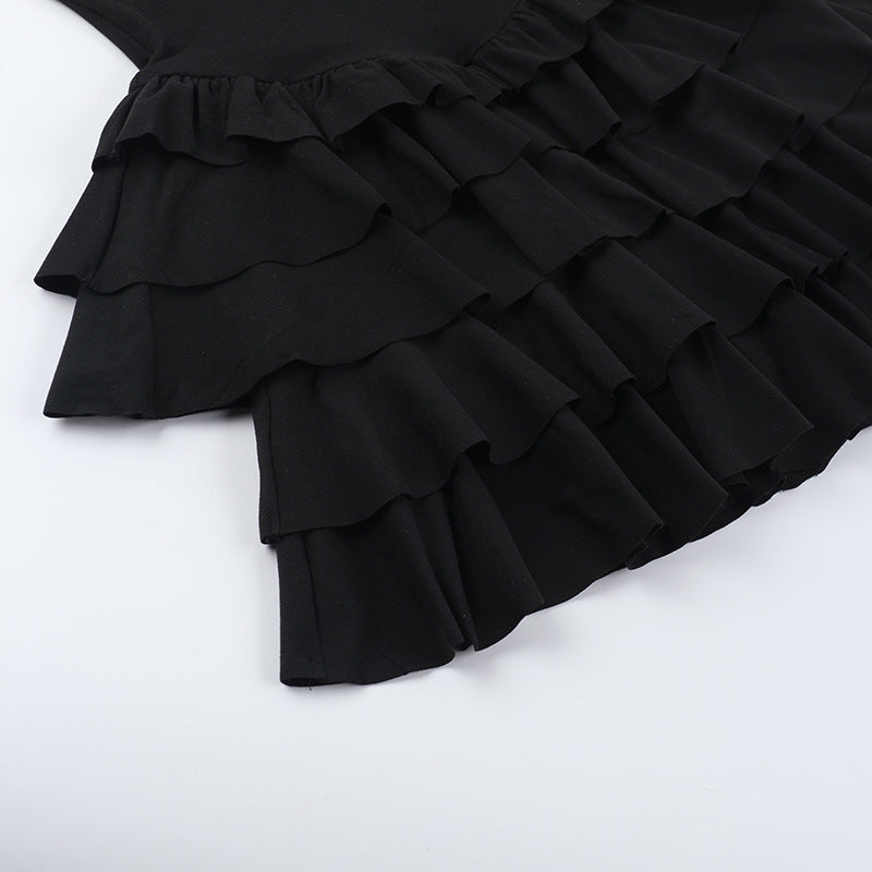 Strap ruffle sexy Low Back women summer Ruffle short dress 13