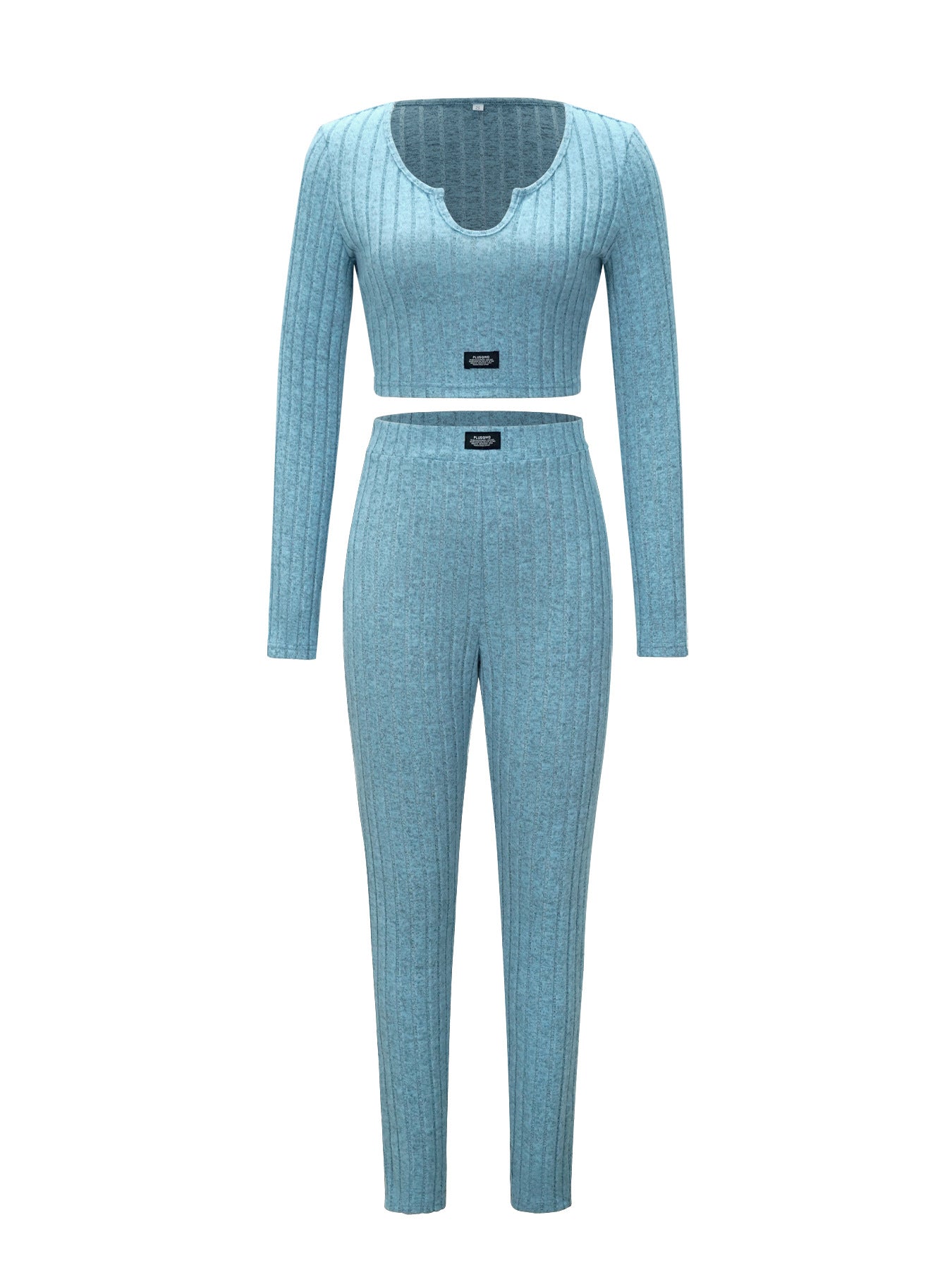 Women's Knit Long Sleeve Casual Two-Piece Pants Set 5
