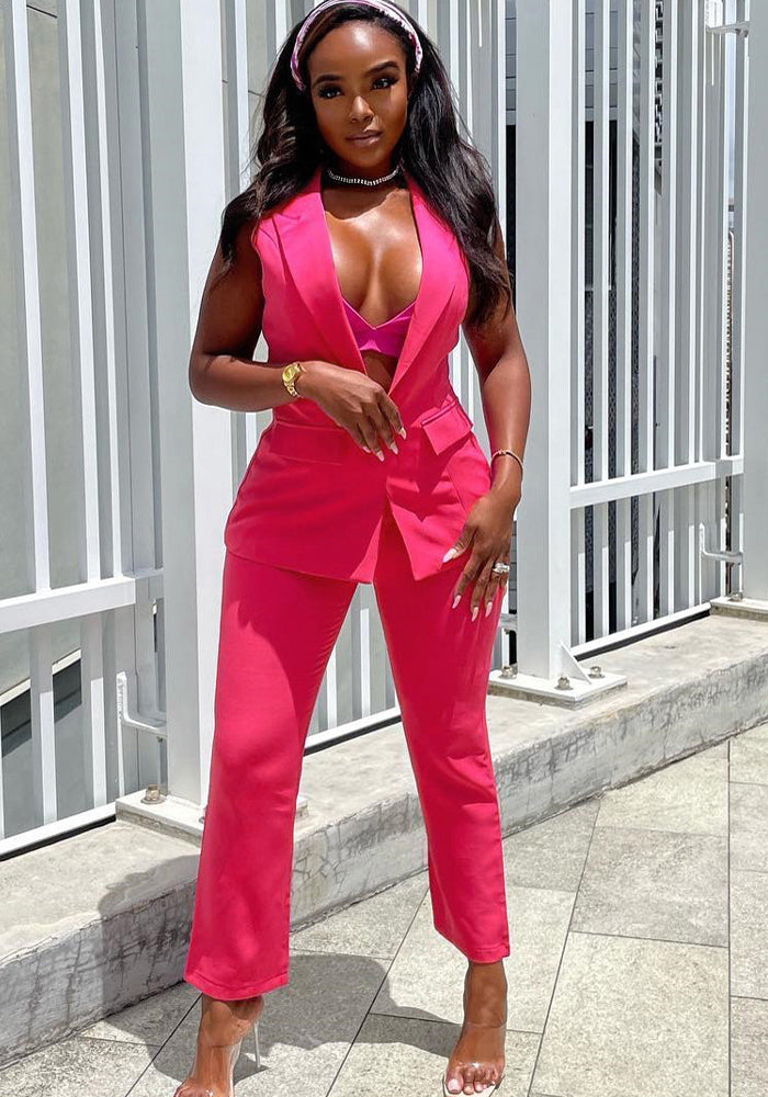 Women sleeveless Top and trousers Casual two-piece set