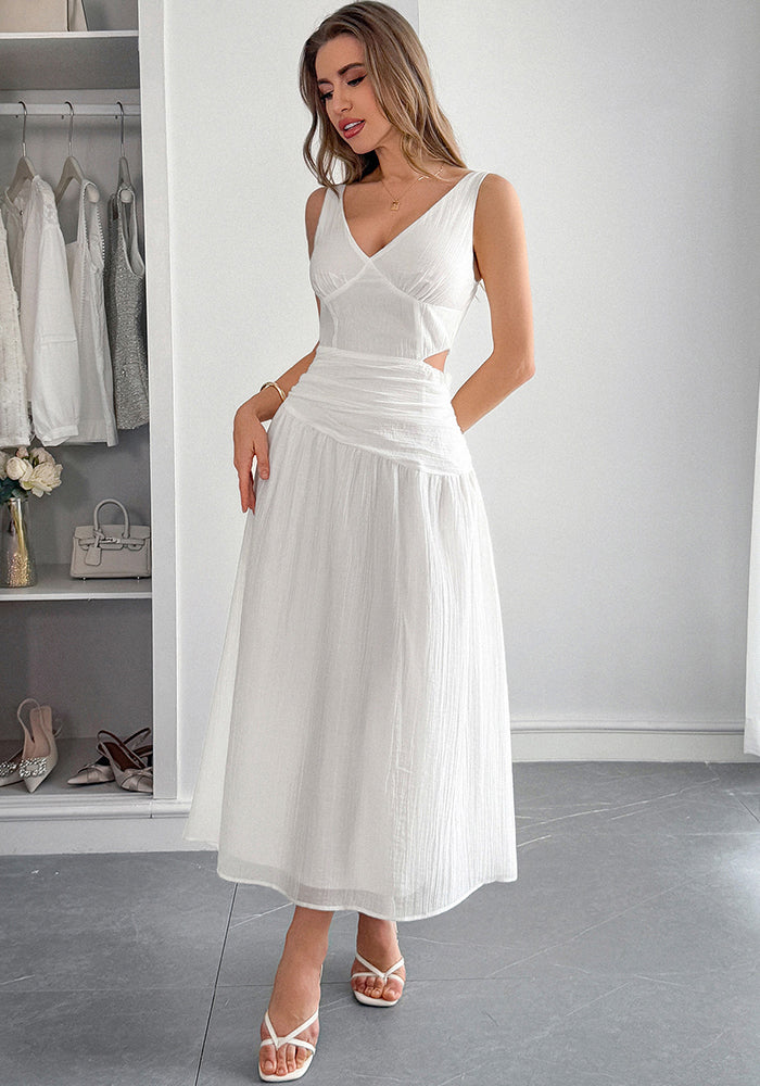 Elegant Holiday Deep V-Neck Maxi Dress for Summer