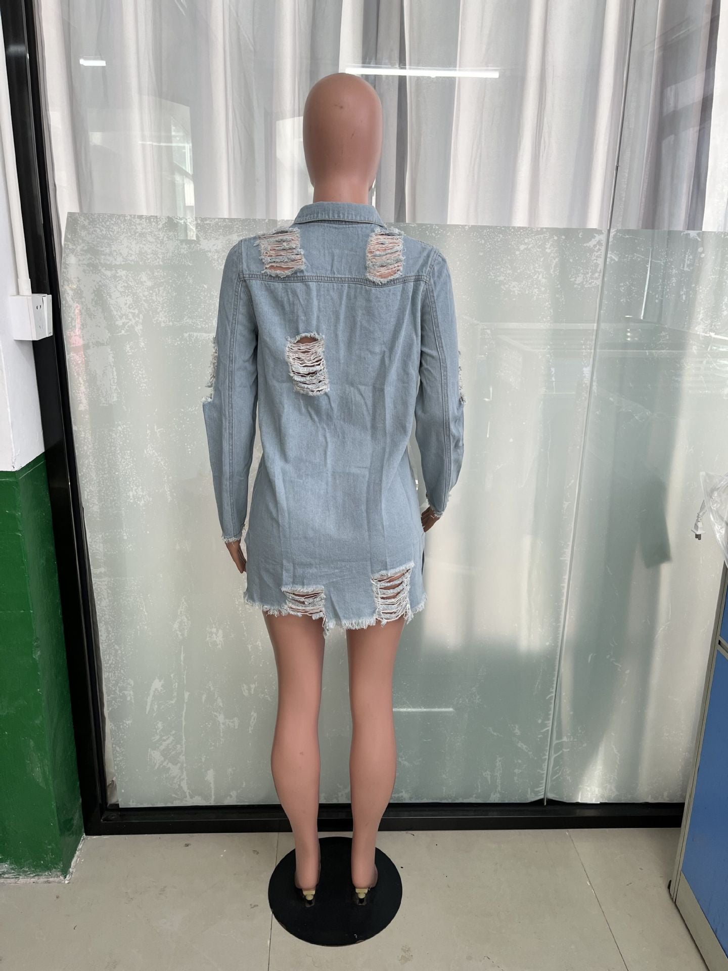 Women Tassel Ripped Long Sleeve Denim Jacket 10