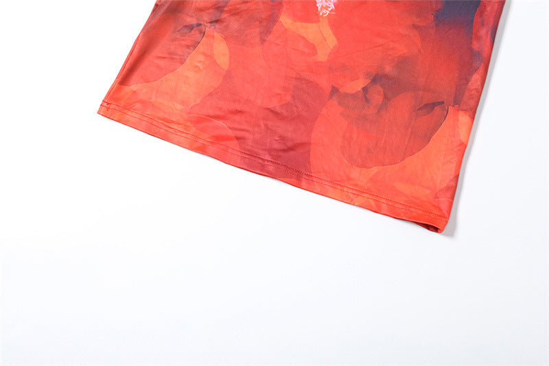 Women Summer Sexy Print Suspender Top Bodycon SkirtTwo Piece Set 28