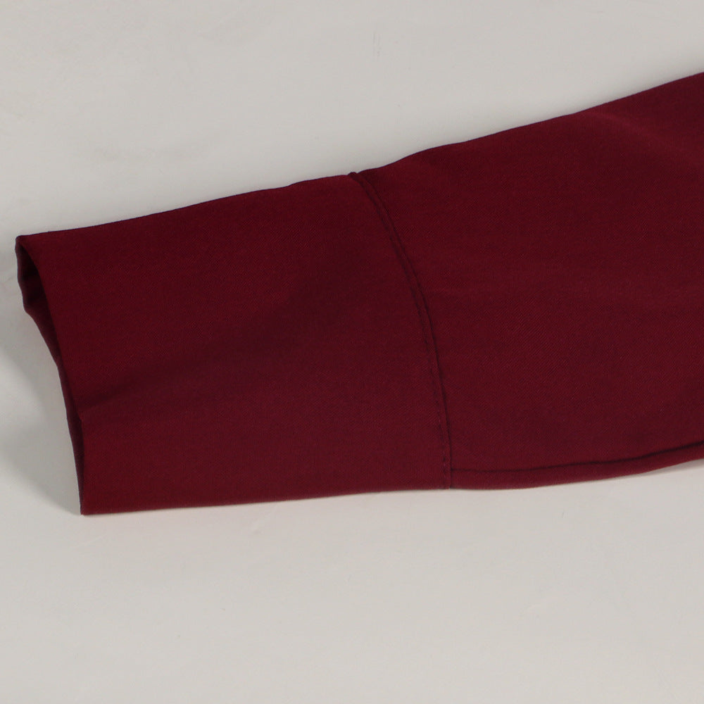 Women Sexy Lace-Up Buttoned Long-Sleeved Dress 32