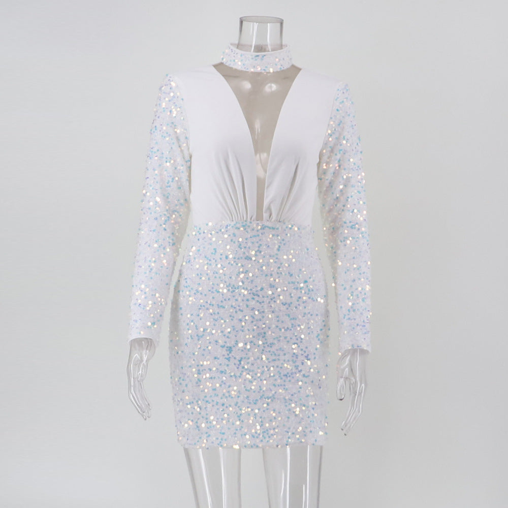 Sexy Long-Sleeved Sequin Women's Dress 11