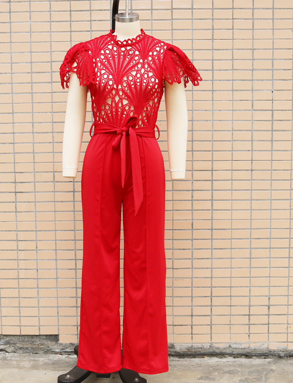 Solid Lace Patchwork Summer Chic Slim Fit Jumpsuit 13