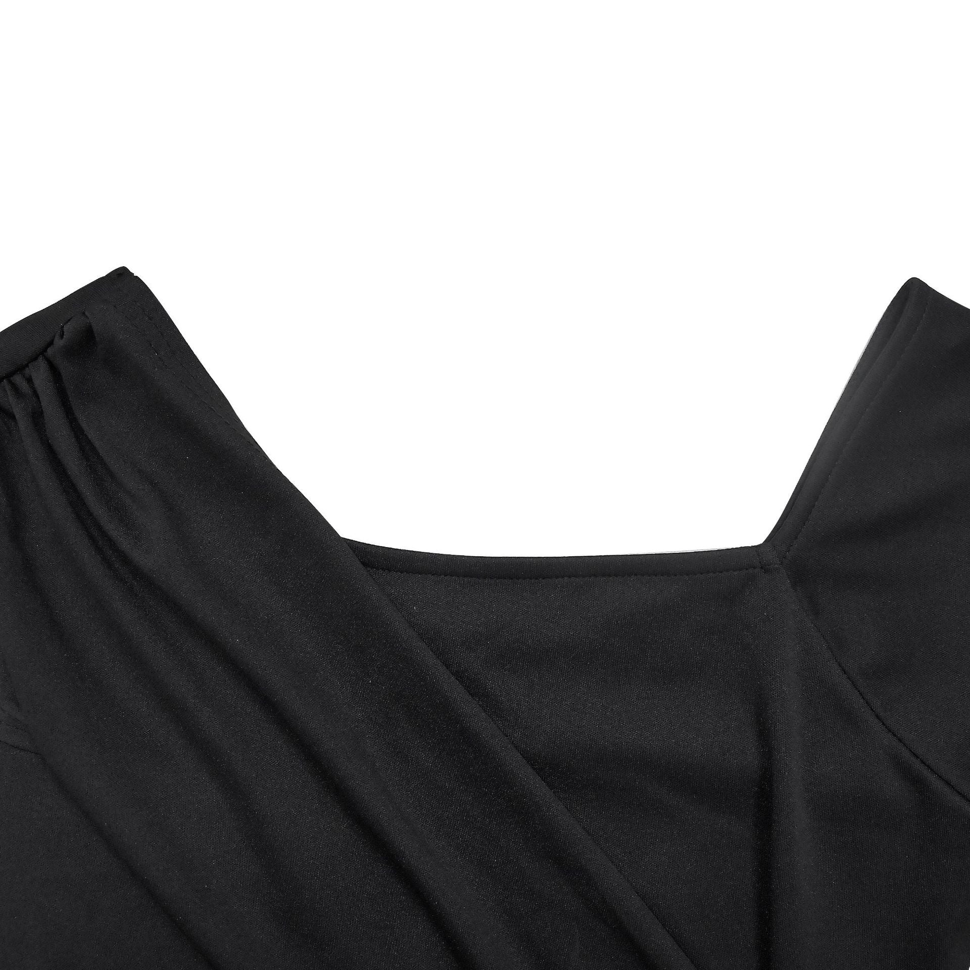 Fashion Women's Solid Color Long Sleeve Slit Pleated Maxi Dress 24