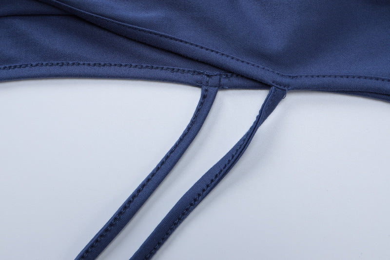 Women's Spring Long Sleeve Cape Top Lace-Up Sexy Straps Slit Bodycon Dress Two Piece Set 19