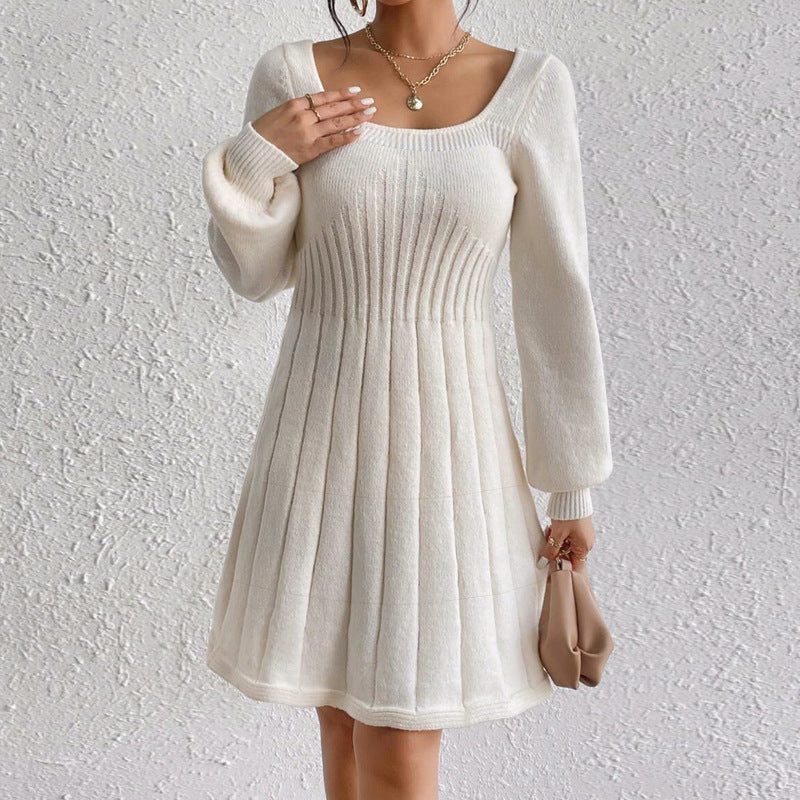 Women Butterfly U-Neck Long Sleeve Sweater Dress 3