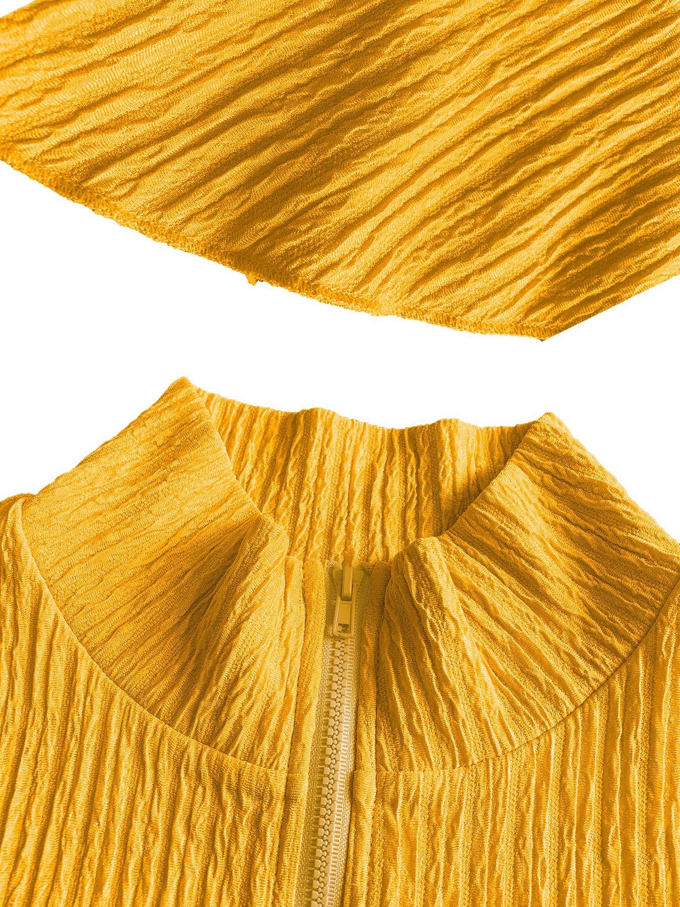 Women Solid Zippered Cropped Top Two-piece set with ruffled skirt 42