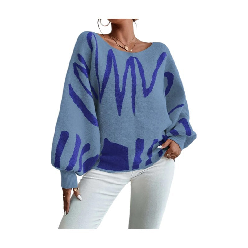 Lantern Sleeve Loose Pullover Knitting Sweater For Women 8