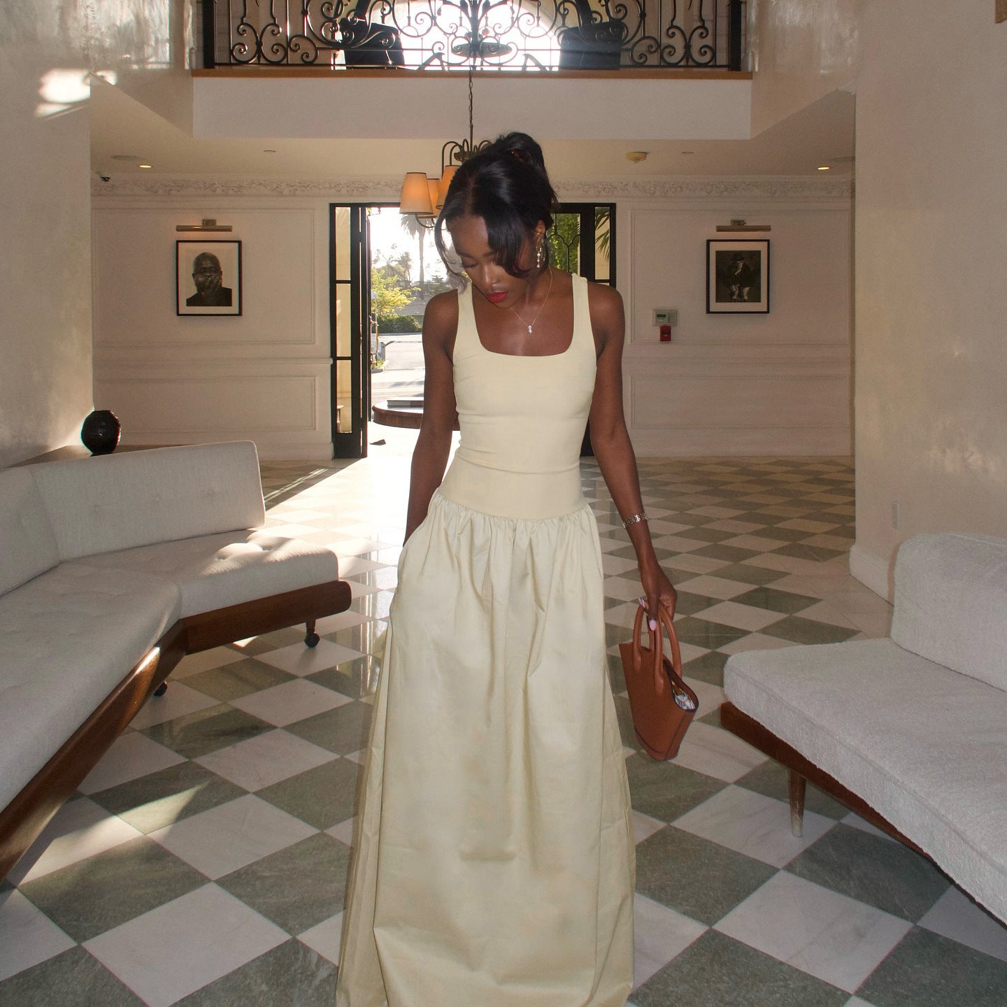 Square Neck Sleeveless Dress Women's A-Line Long Dress 4