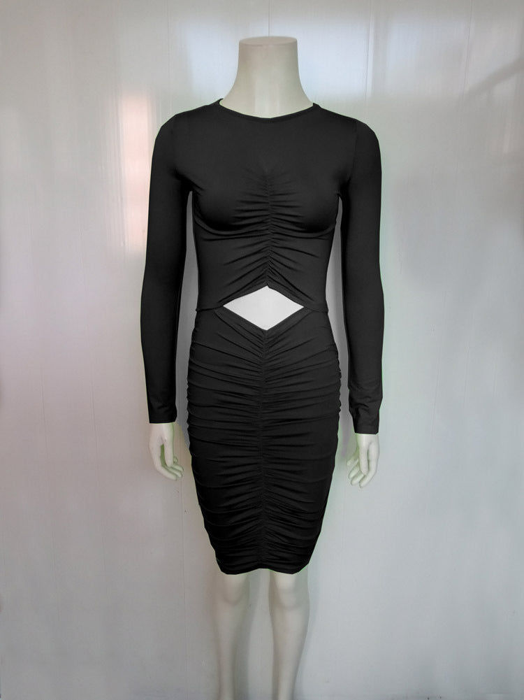 Women Autumn and Winter Pleated Sexy Dress 10