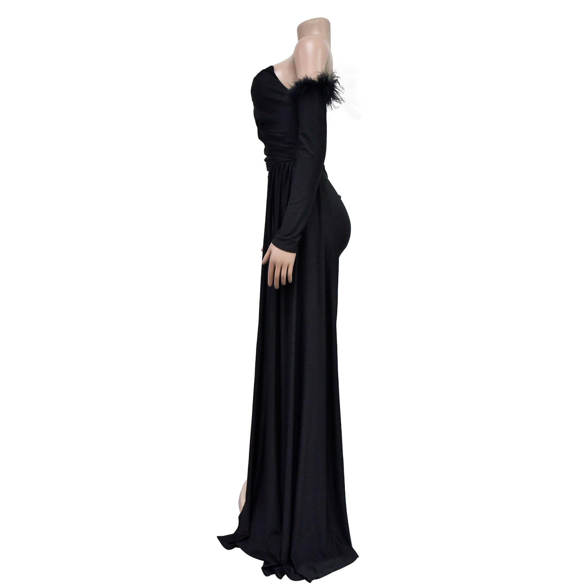 Fashion Women's Solid Color Pleated Low Back Slit Maxi Dress 29
