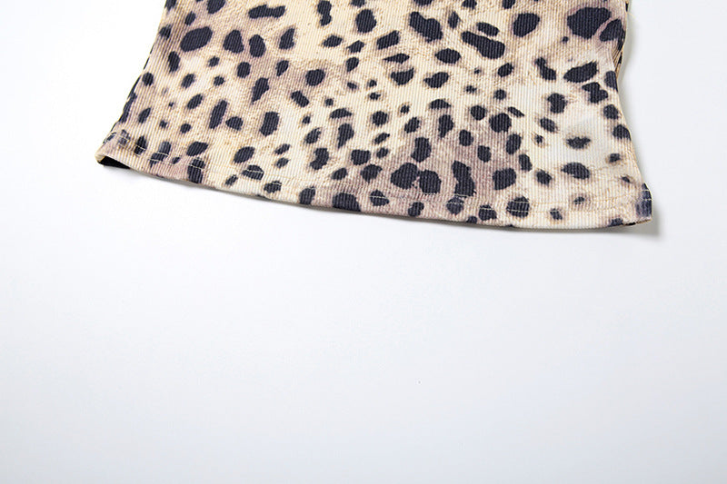 Women's Spring Leopard Print Slim Fitted Camisole and Casual Shorts Set 21