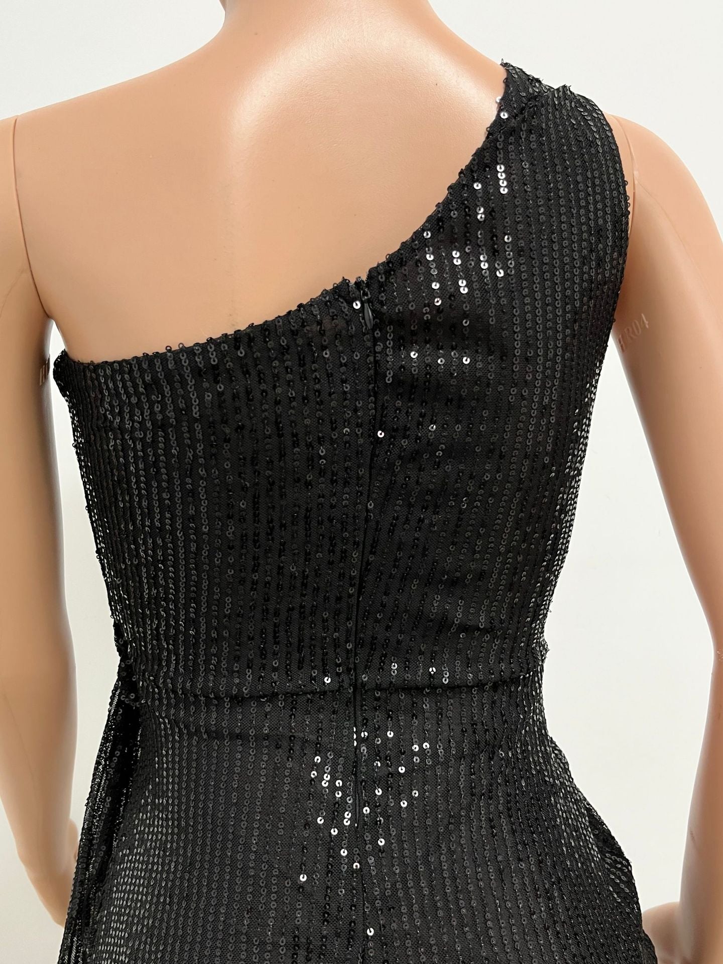 Women's One-Shoulder Lace-Up Sequined Evening Dress 75