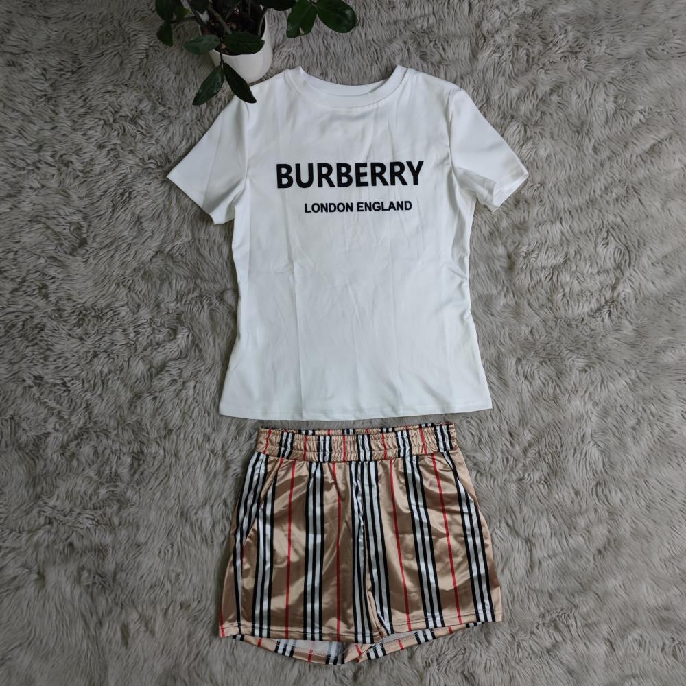 Fashion Letter Printed Short Sleeve Casual two piece shorts set 5