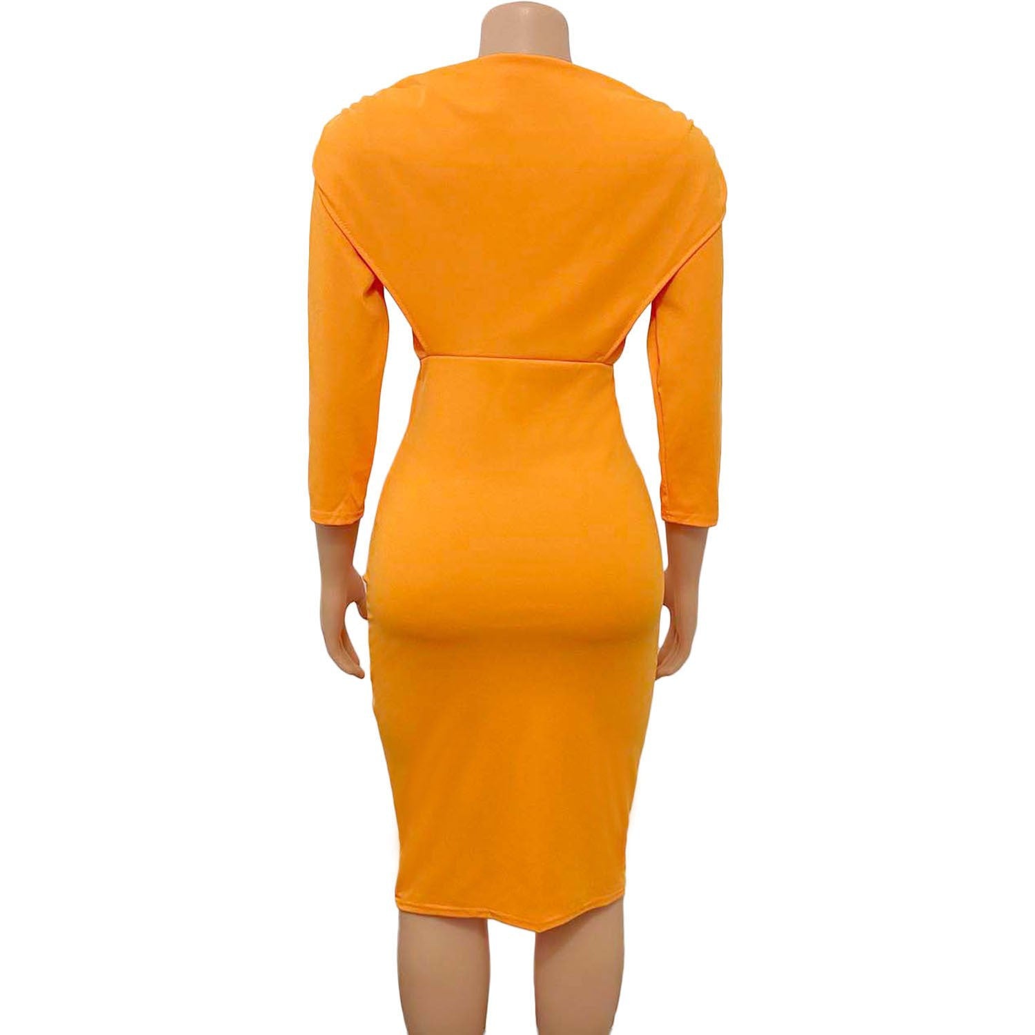 Women'S Spring V Neck Solid Color Bodycon Sexy Fashion Plus Size Dress 14