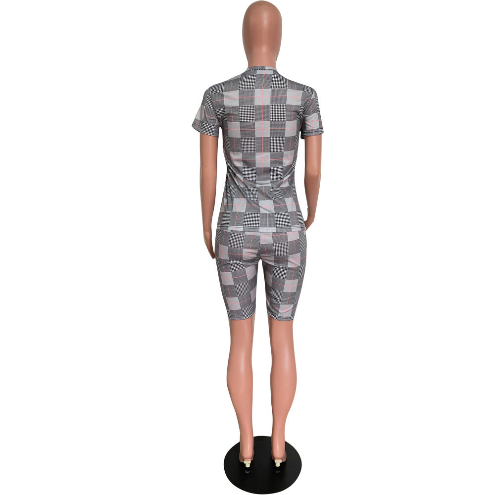 Summer Fashionable casual print T-shirt and shorts 2-piece set 12