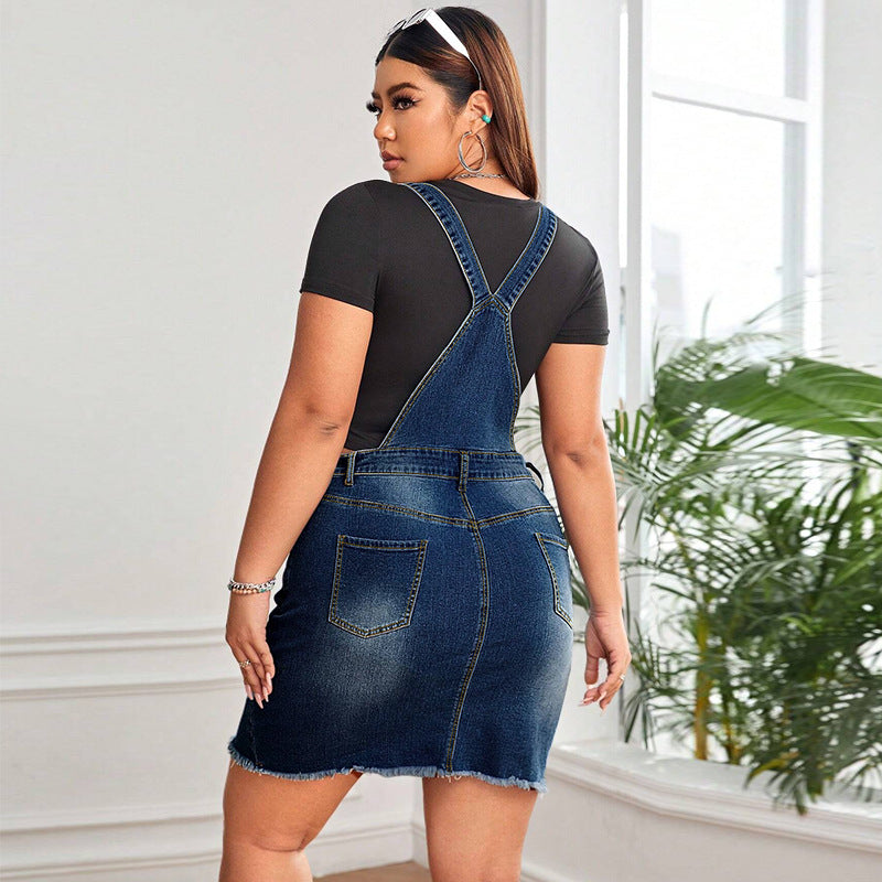 Plus Size Women's Denim Strap Dress