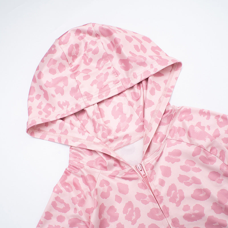 Women's Autumn Fashion Hooded Camouflage Print Long Sleeve Sports Slim Fit Casual Pants Set 21