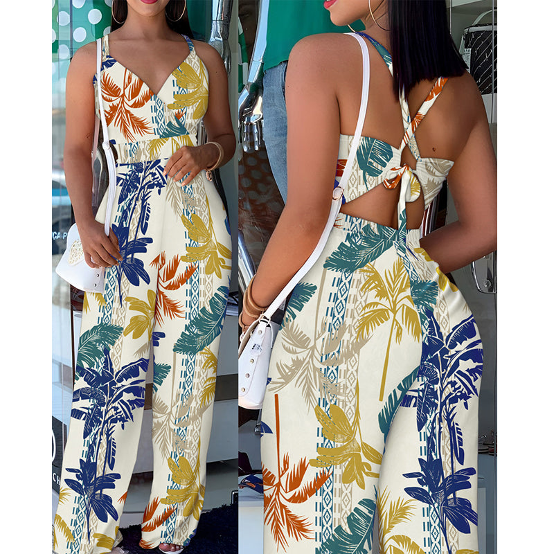 Women Printed Suspender Jumpsuit