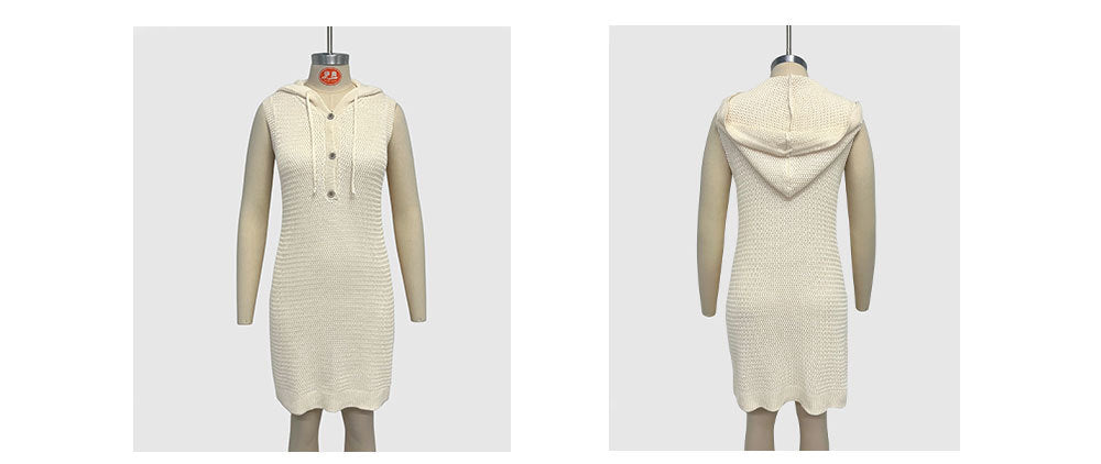 Women v-neck sleeveless hooded dress 15