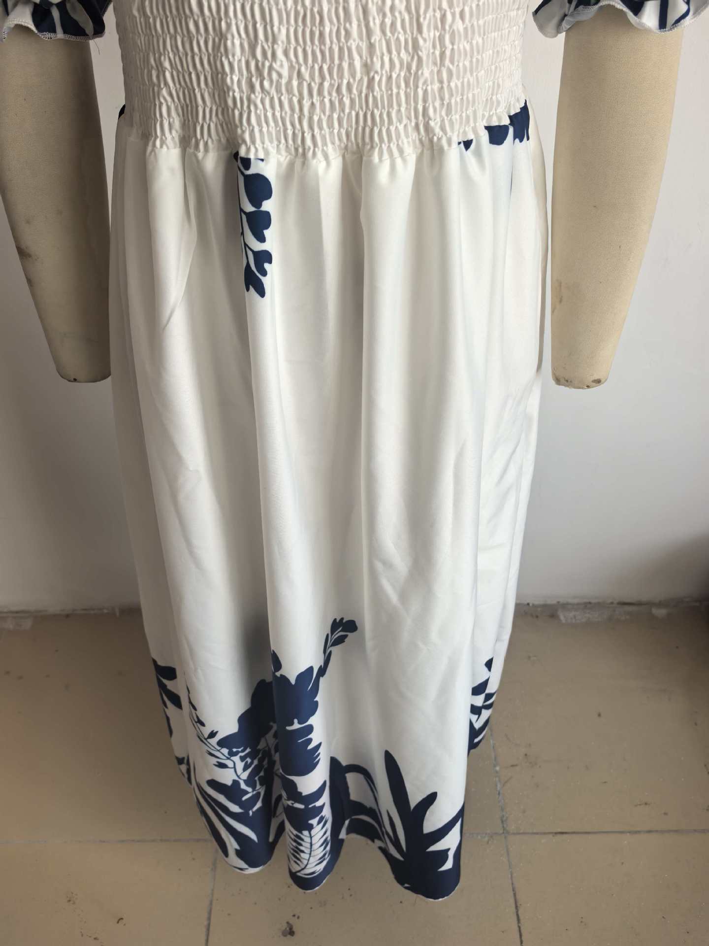 Women Summer Puff-Sleeve Printed Strap Dress 22