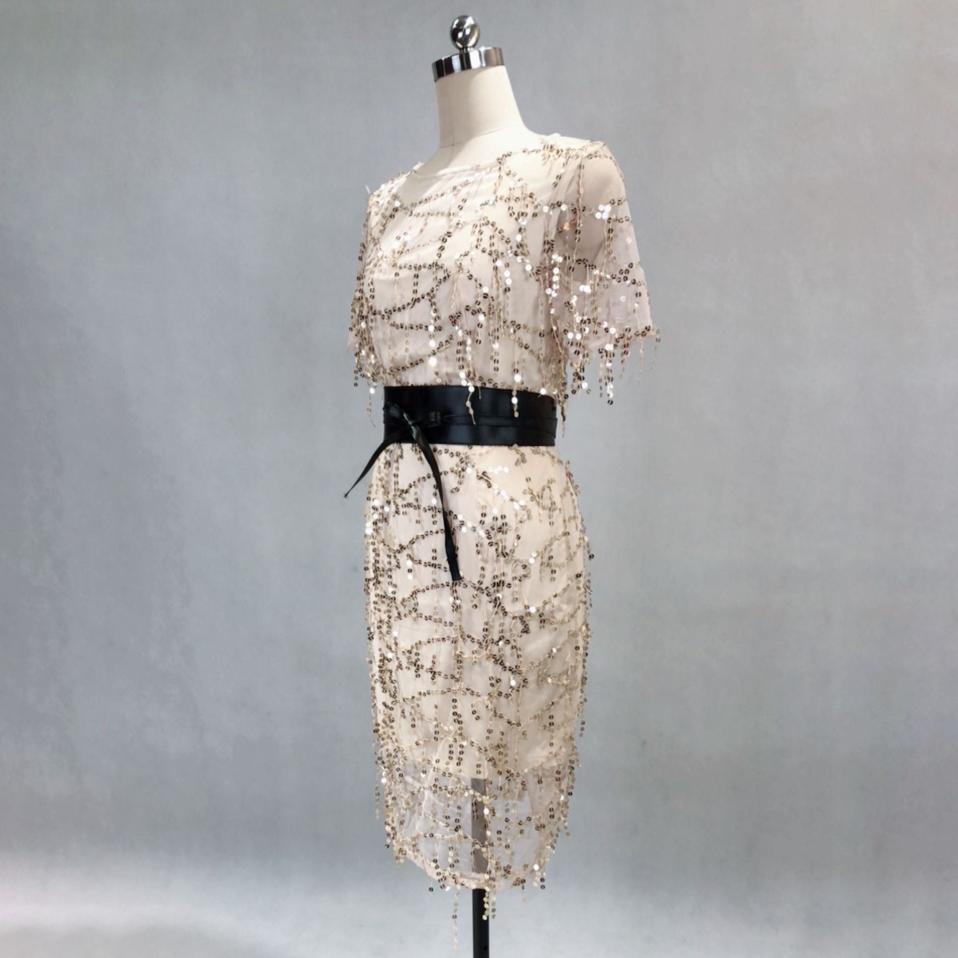 Tassel sequin lining high Elastic Satin with belt Maxi Slim Fit Chic dress party dress 6