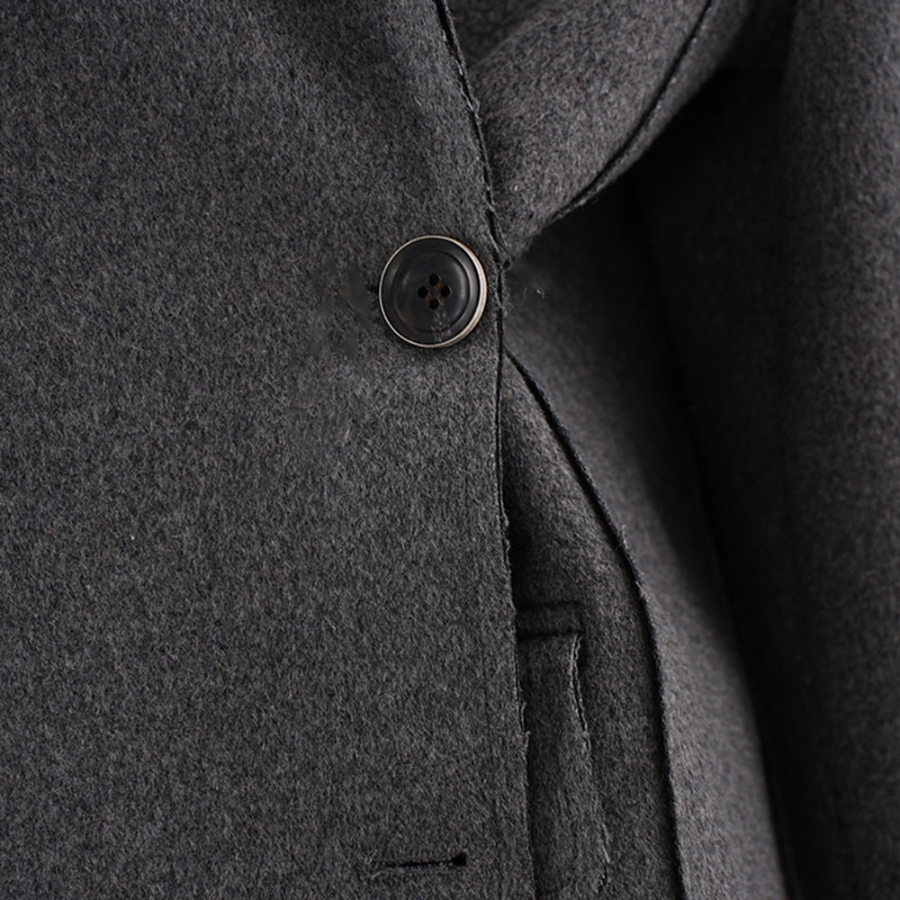 Women Winter Loose Oblique Button Placket Irregular Blazer 8