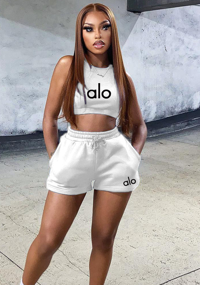 Summer Women's Fashion Casual Sports Tracksuit Sleeveless Vest & Shorts Two-Piece Set