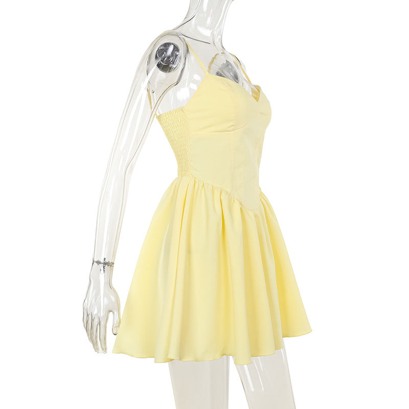 Women Sexy Summer Slim Waist Strap A-Line Mini Dress 7