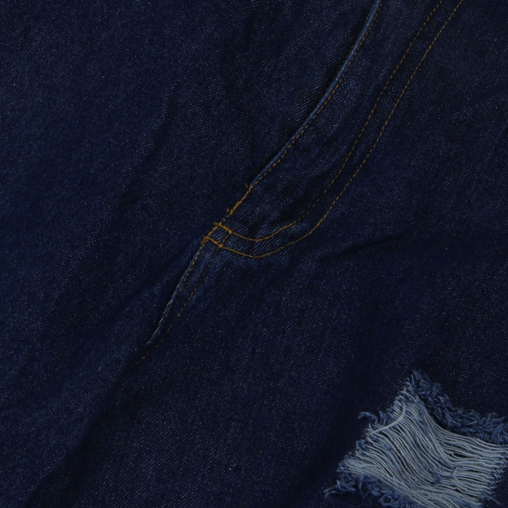 Sexy Women's Irregular Ripped Loose Denim Pants 17