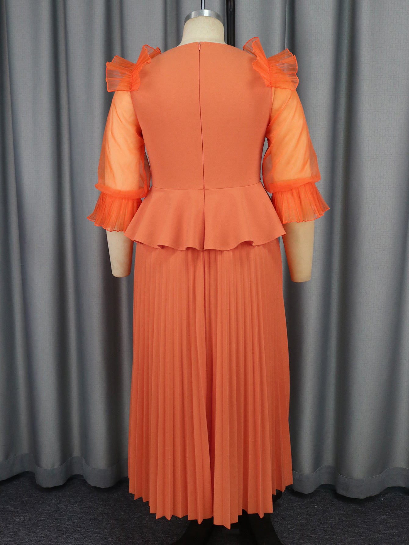 Women Round Neck Lantern Sleeve Party Formal Party Dress 7