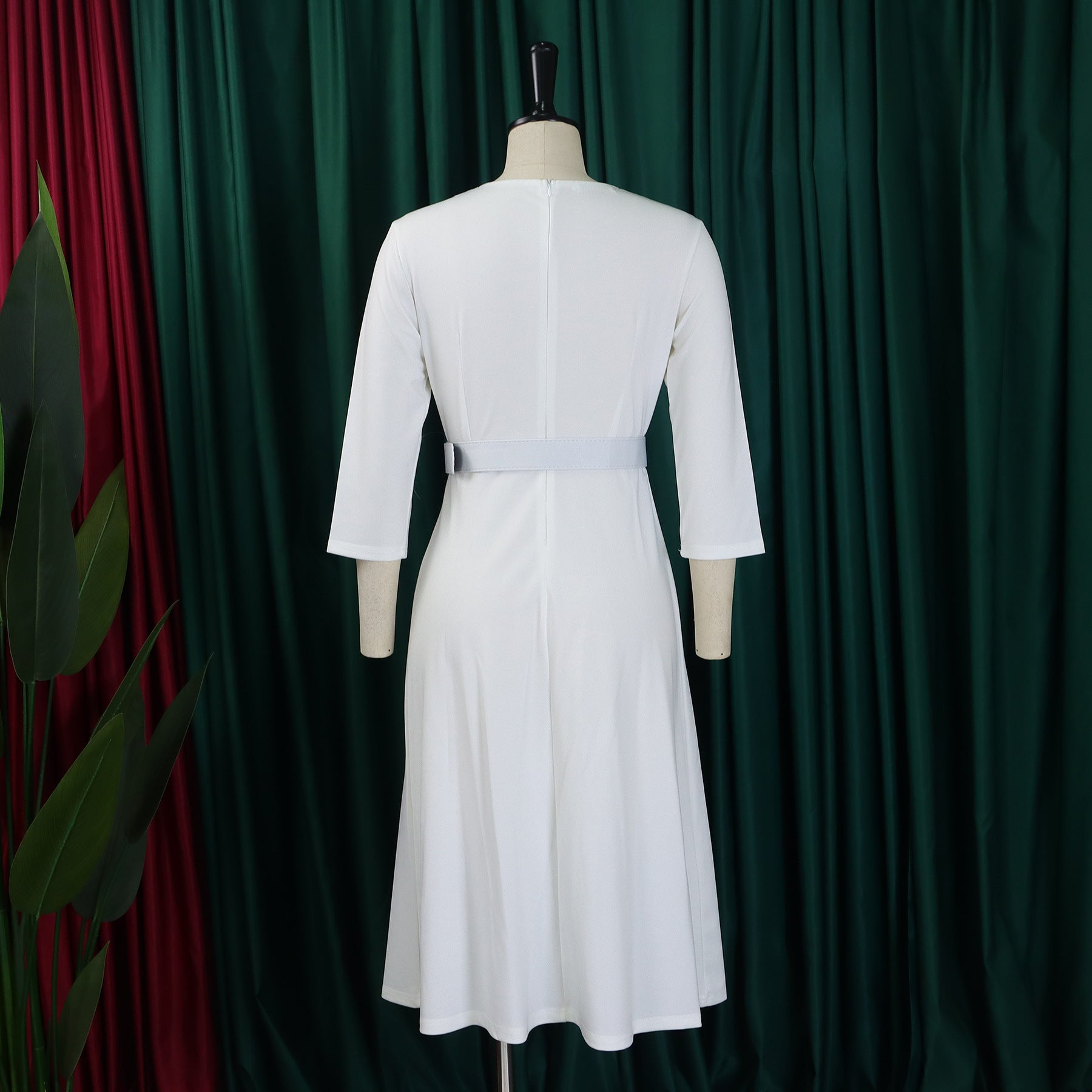 Women v-neck pleated elastic elegant African dress 21