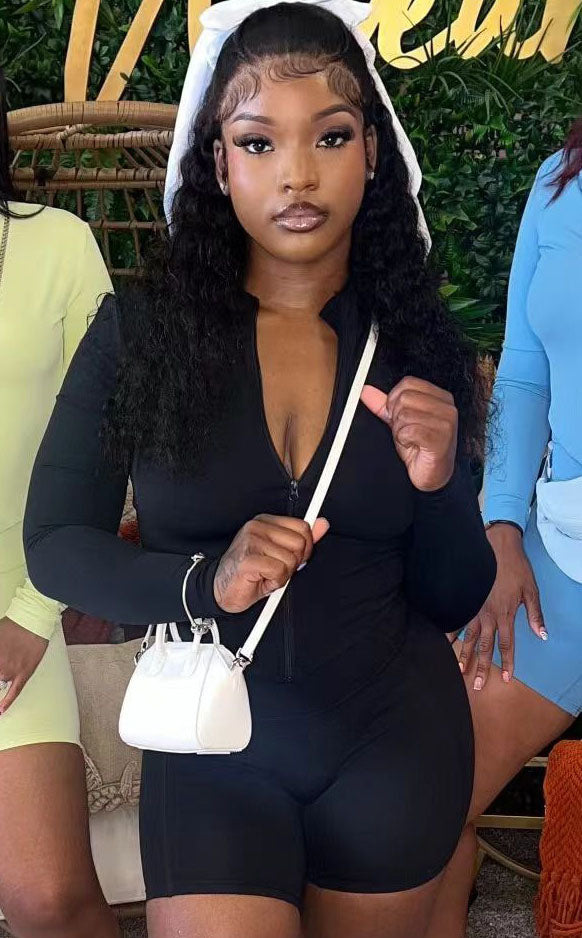 Women's Autumn Sports Casual Tight Fitting Slim Waist Solid Color Long-Sleeved Top Shorts Two-Piece Suit For Women