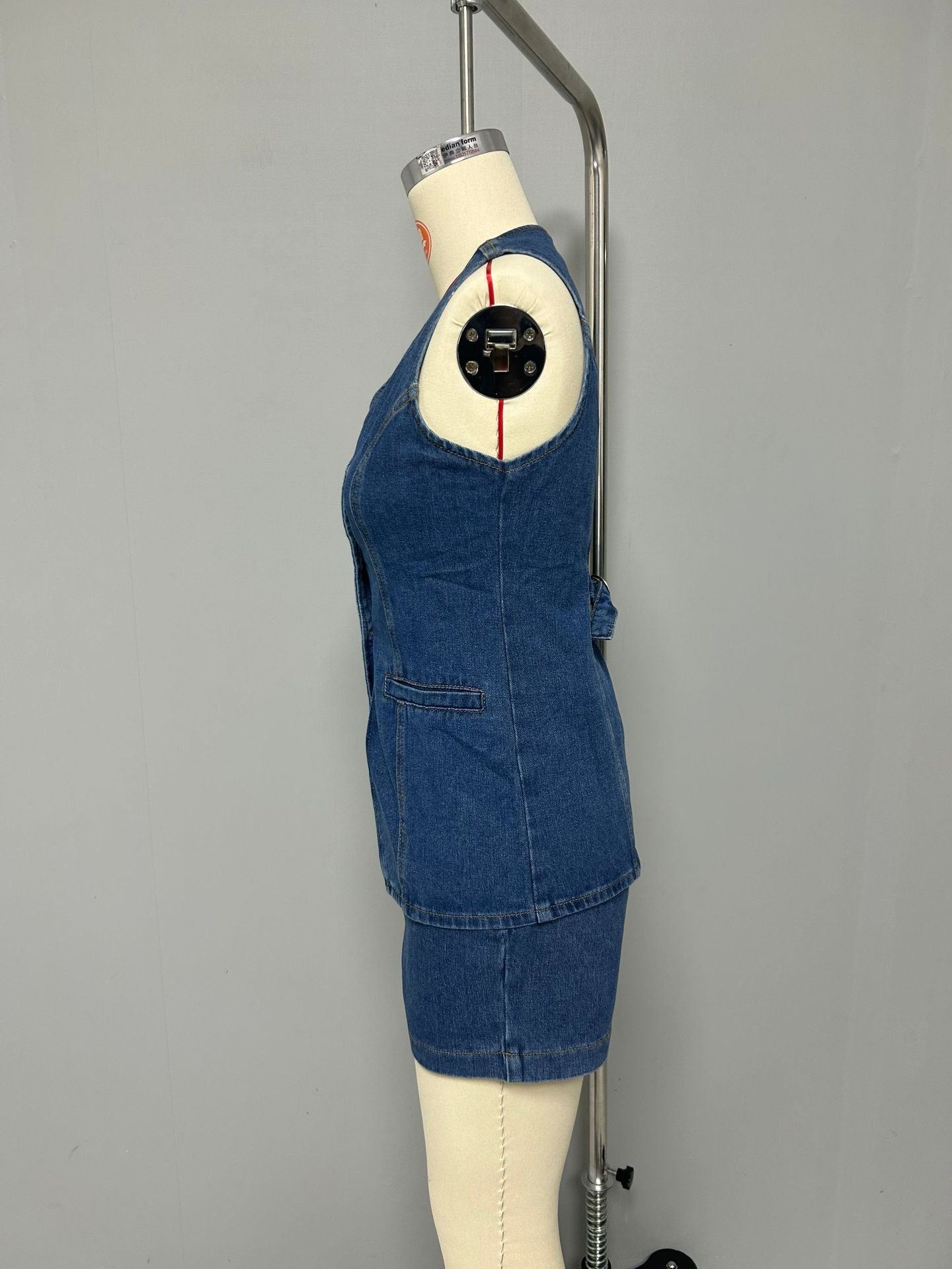 Fashion Casual Sleeveless High-Waist Women's Denim Vest Shorts Two Piece Set 9