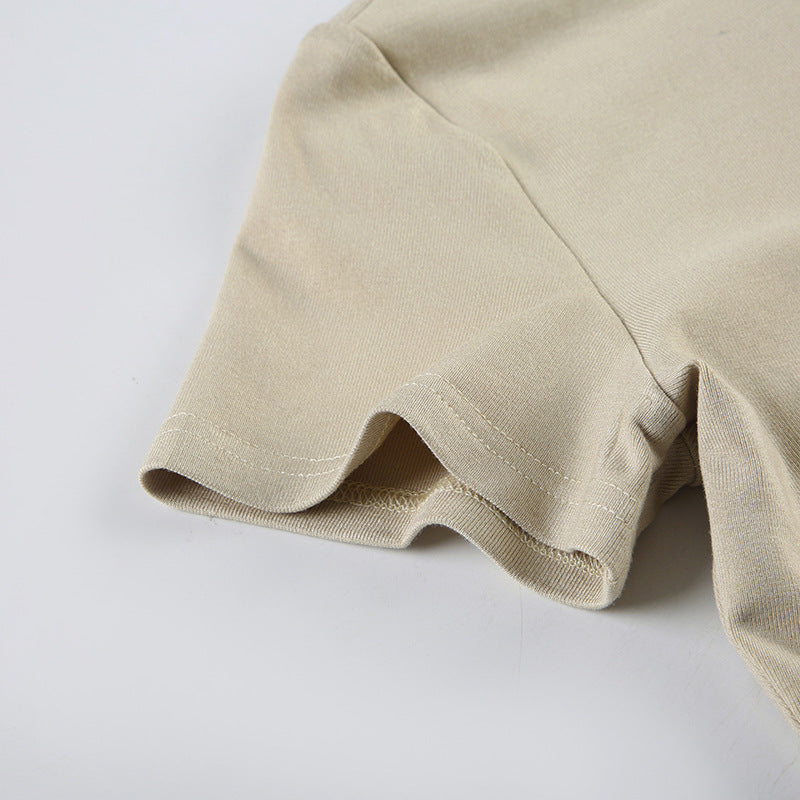 Slim Sports Basic Stand Collar Short Sleeve t-shirt Sports Casual Zipper Top 13