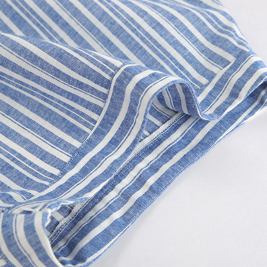 Women Striped V-Neck Sleeveless Top and Skirt Two-Piece 19