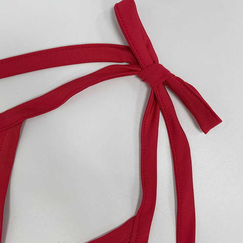 Summer Halter Neck Single-Button Ruffled Mini Dress 23