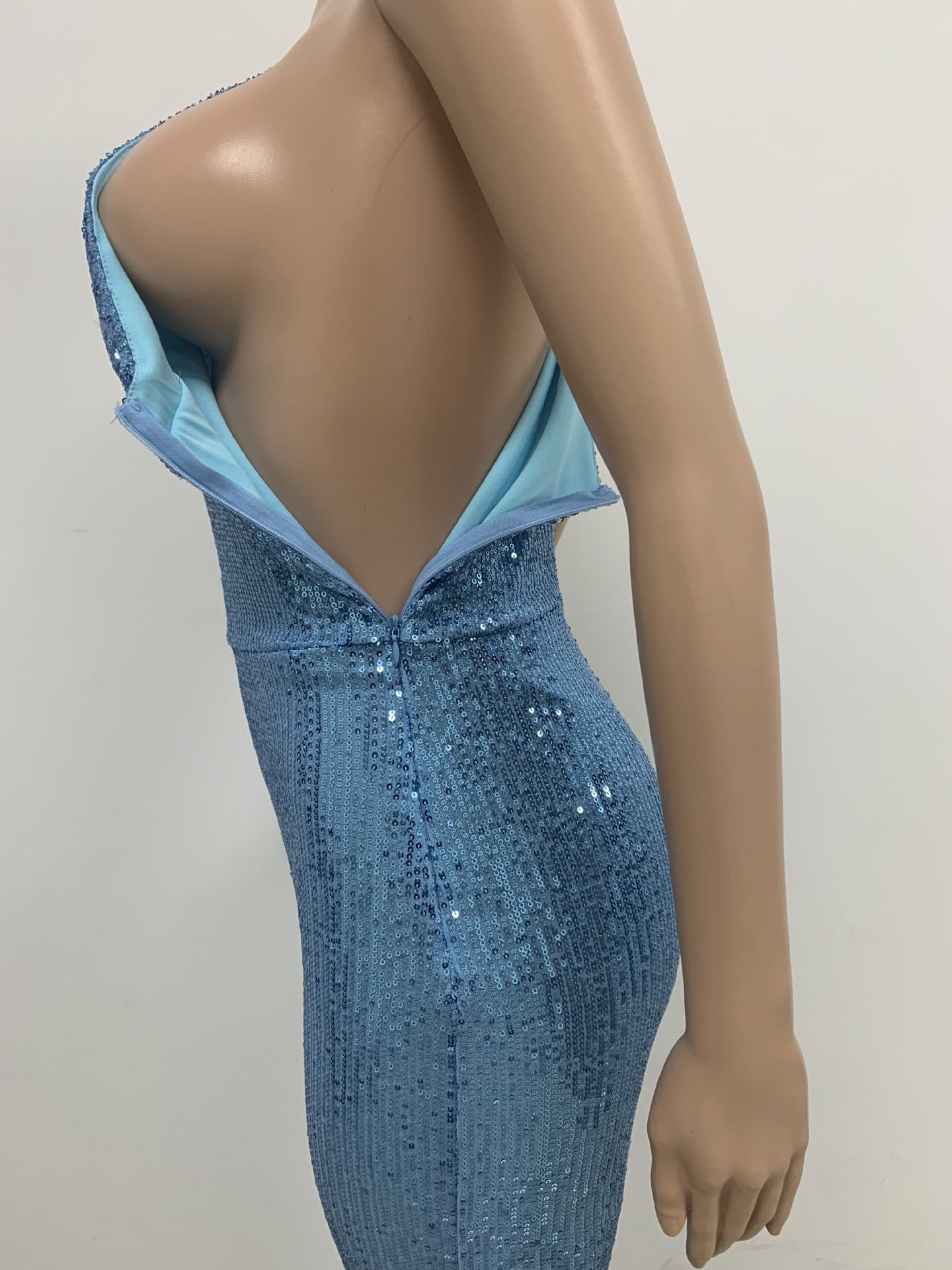 Women's Sleeveless One Shoulder Low Back Sequined Jumpsuit 59