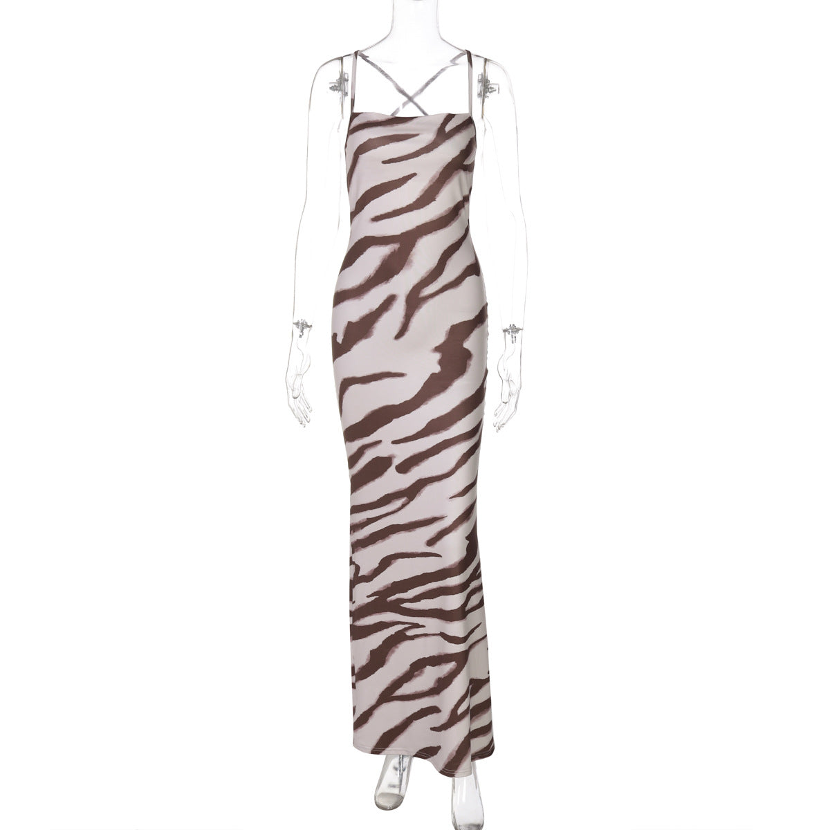 Women's Summer Fashion Print Sexy Low-Back Strap Maxi Dress 7