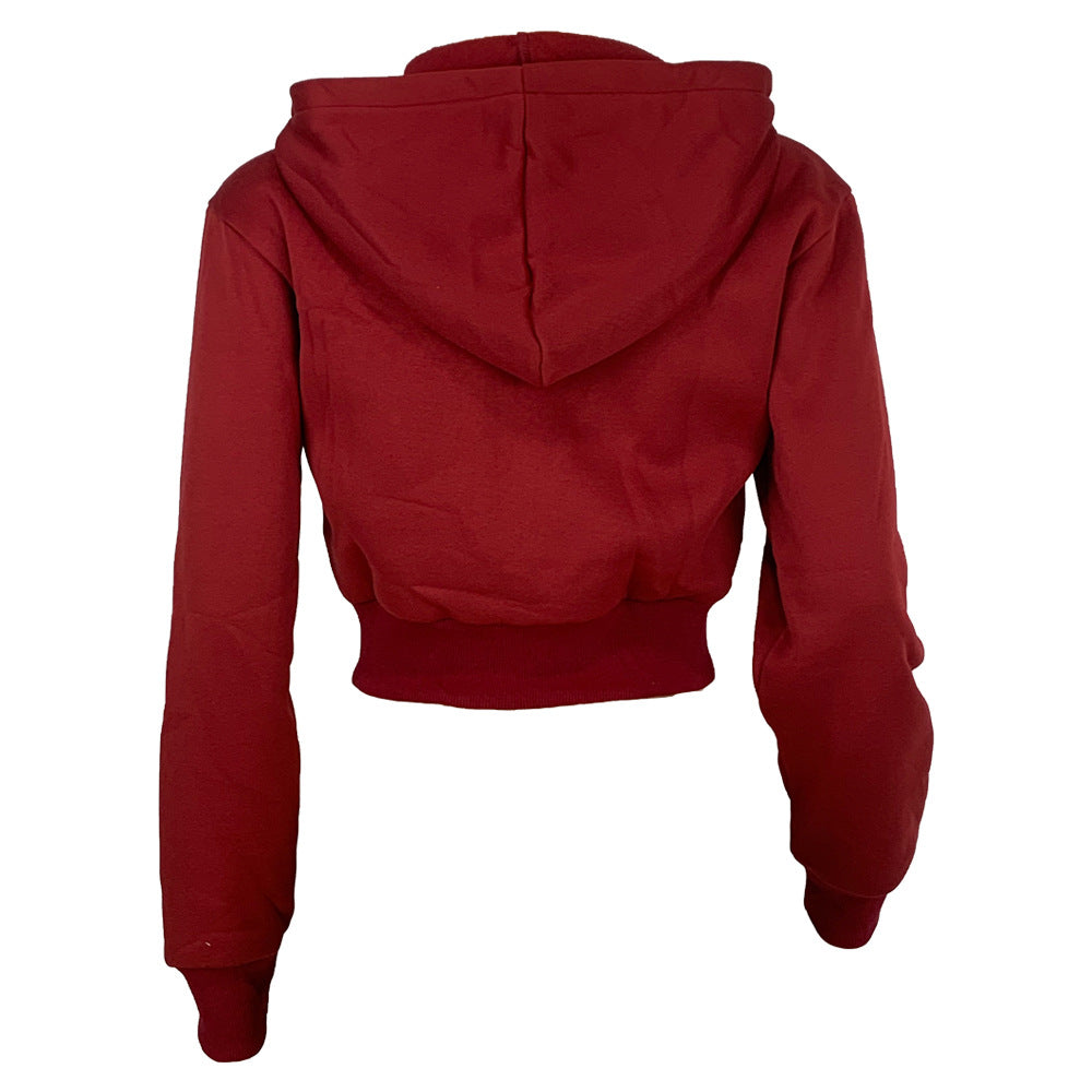 Women casual Rib Patchwork hooded zipper jacket 15