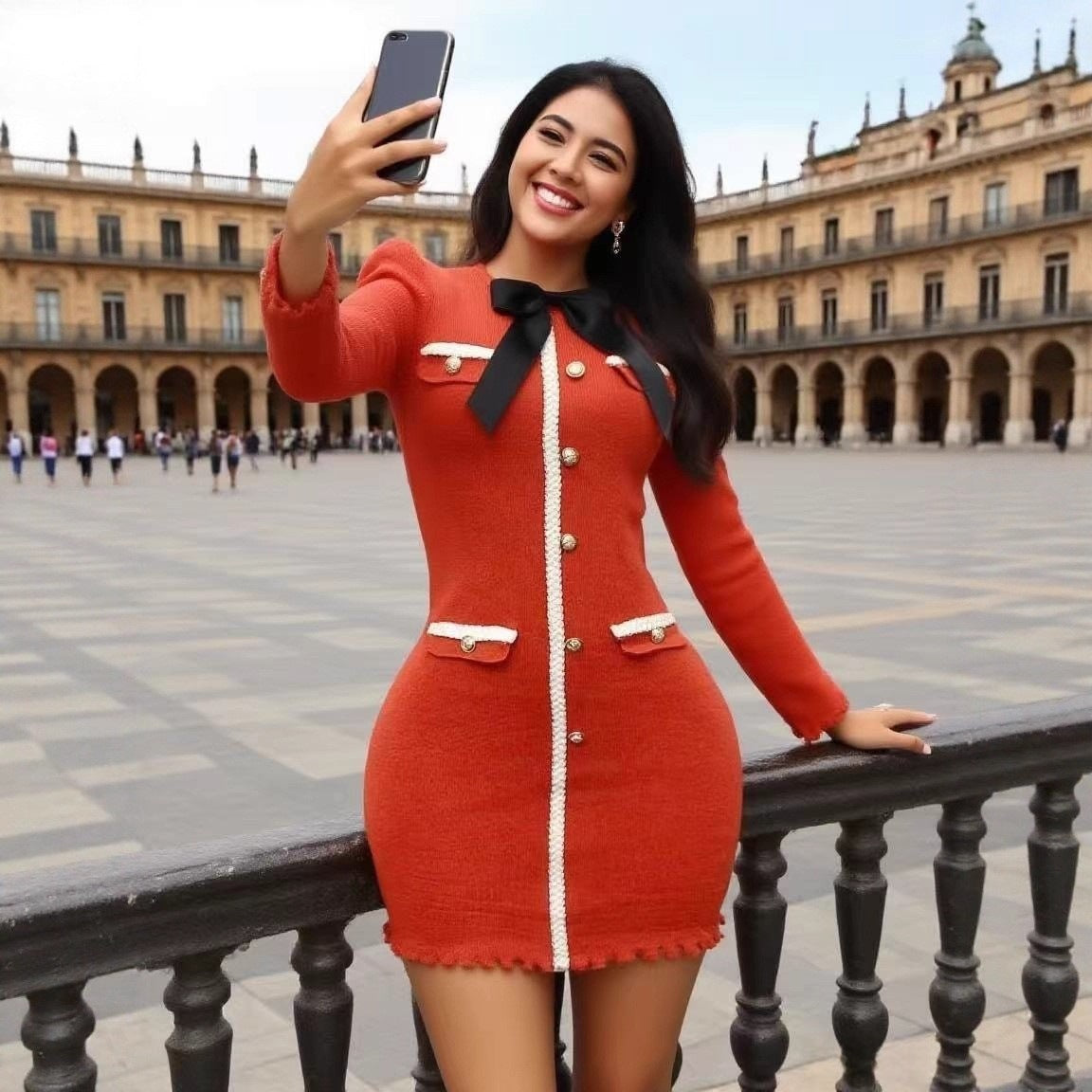 Chic Fashion Knit Long-Sleeve Bodycon Women's Dress