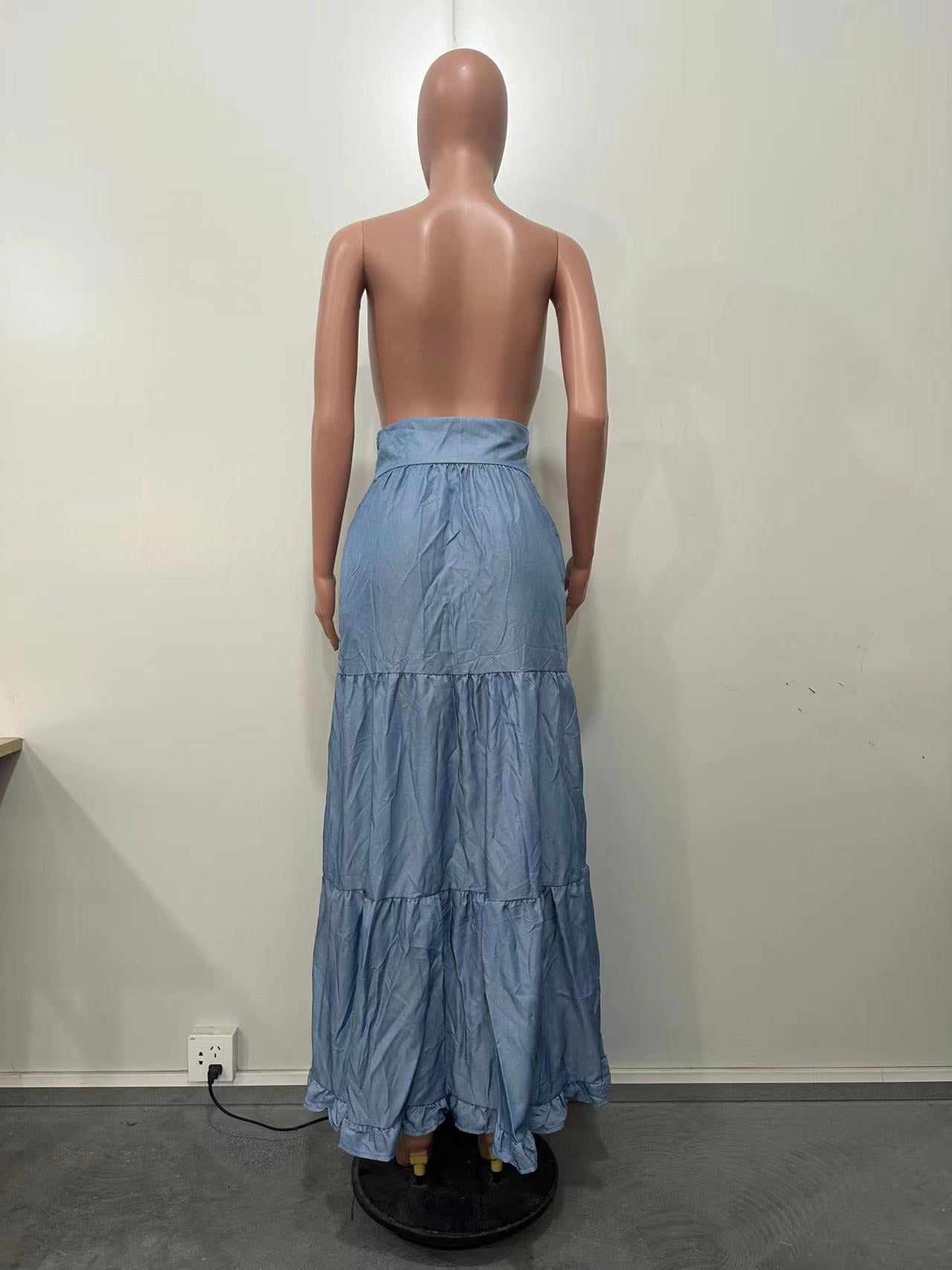 Spring Women's Mid-Rise Loose Long Skirt 11