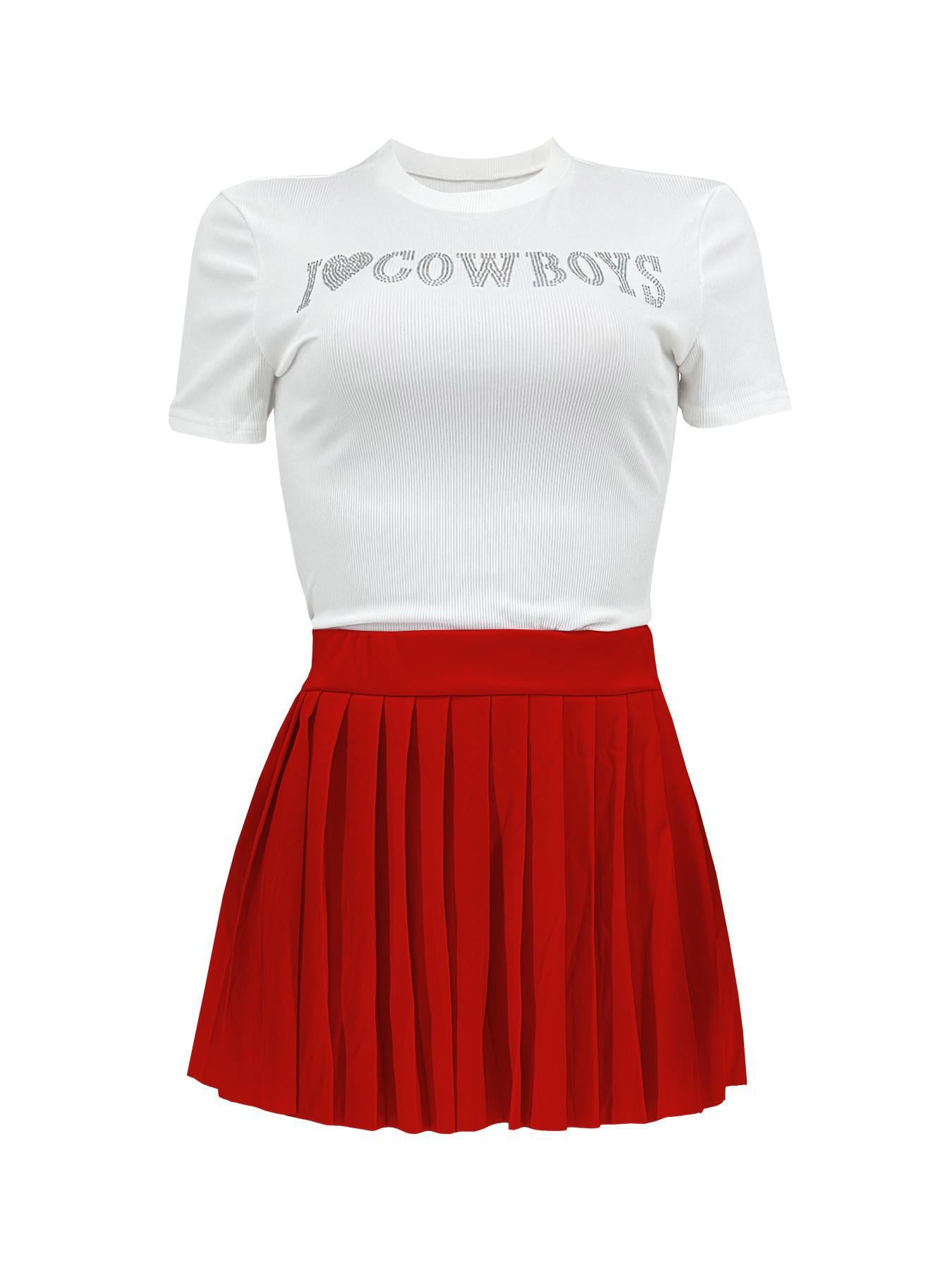 Women Casual Top and Pleated Skirt Two-piece Set 25
