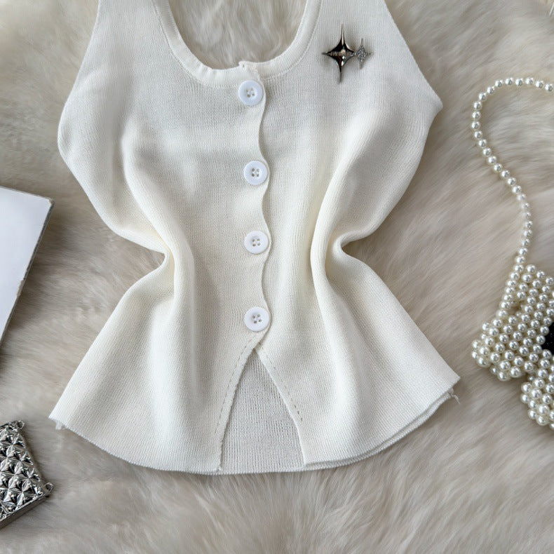 Fashionable Halter Neck Low Back Breasted Slim Fit Knitting Vest Women's Outdoor Wear Trendy Basic Top 9