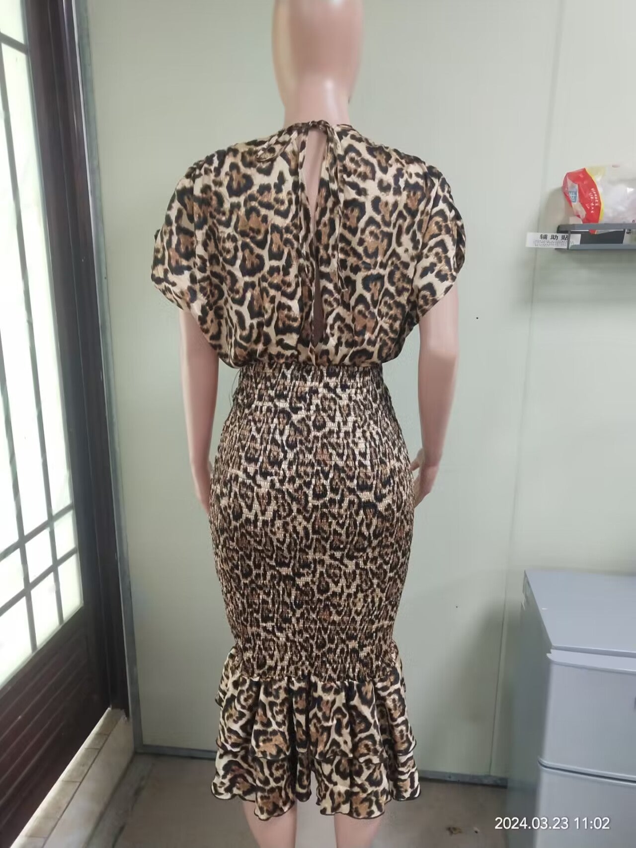 Summer v-neck Low Back Slim Fit leopard print Slim Waist sexy dress 7