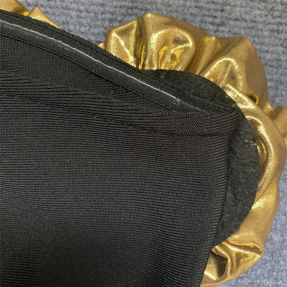 Women elegant party golden flower one-shoulder Bodycon bandage dress 20